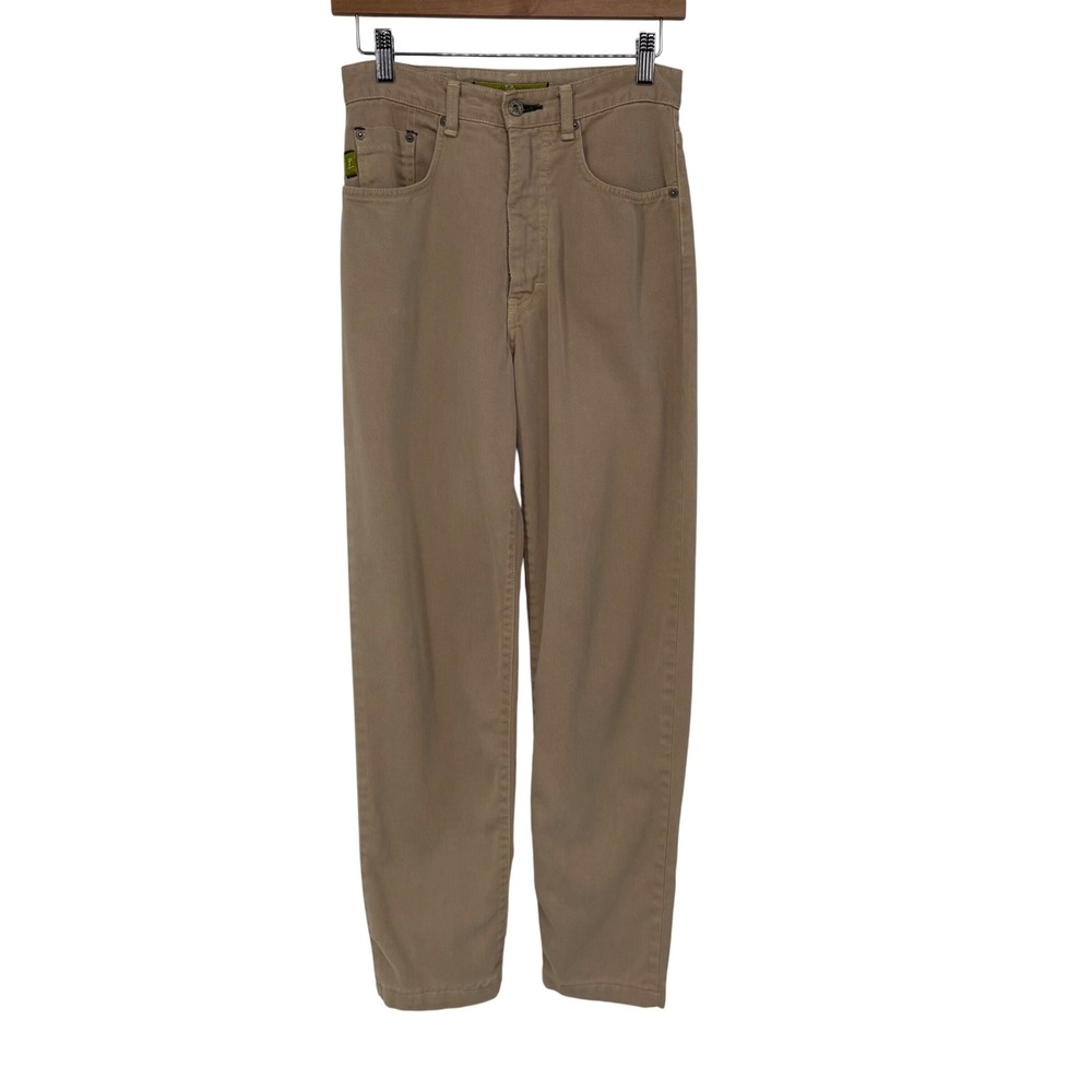 Vintage Pulp High Waisted Tapered Leg Khaki Pants Tencel Cotton Mom Jeans 25